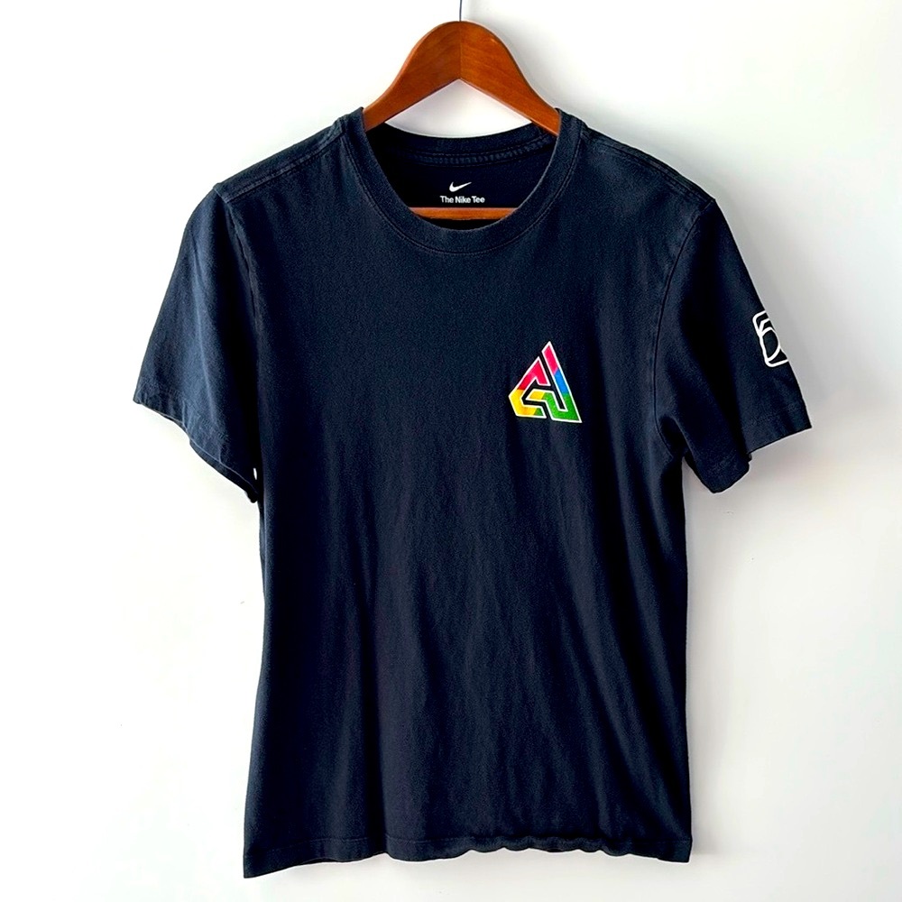 Black Nike Giannis Antetokounmpo Graphic T-Shirt with Colorful Logo